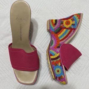 Donald J Pliner Hand beaded wedge heels by LISA time - Size 7